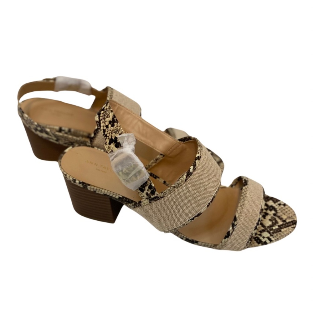 ✨ NWT Ann Taylor Linen & Faux Snakeskin Open Toe Sandals